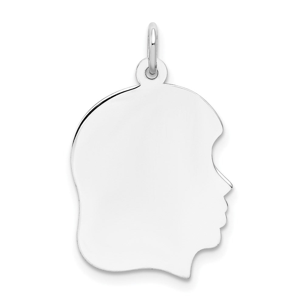 14k White Plain Medium.013 Depth Facing Right Engravable Girl Charm
