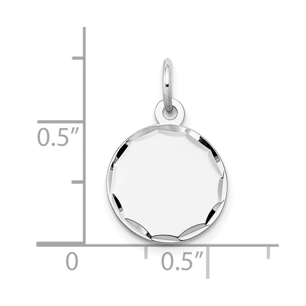 14k White Gold Etched .013 Gauge Engraveable Round Disc Charm