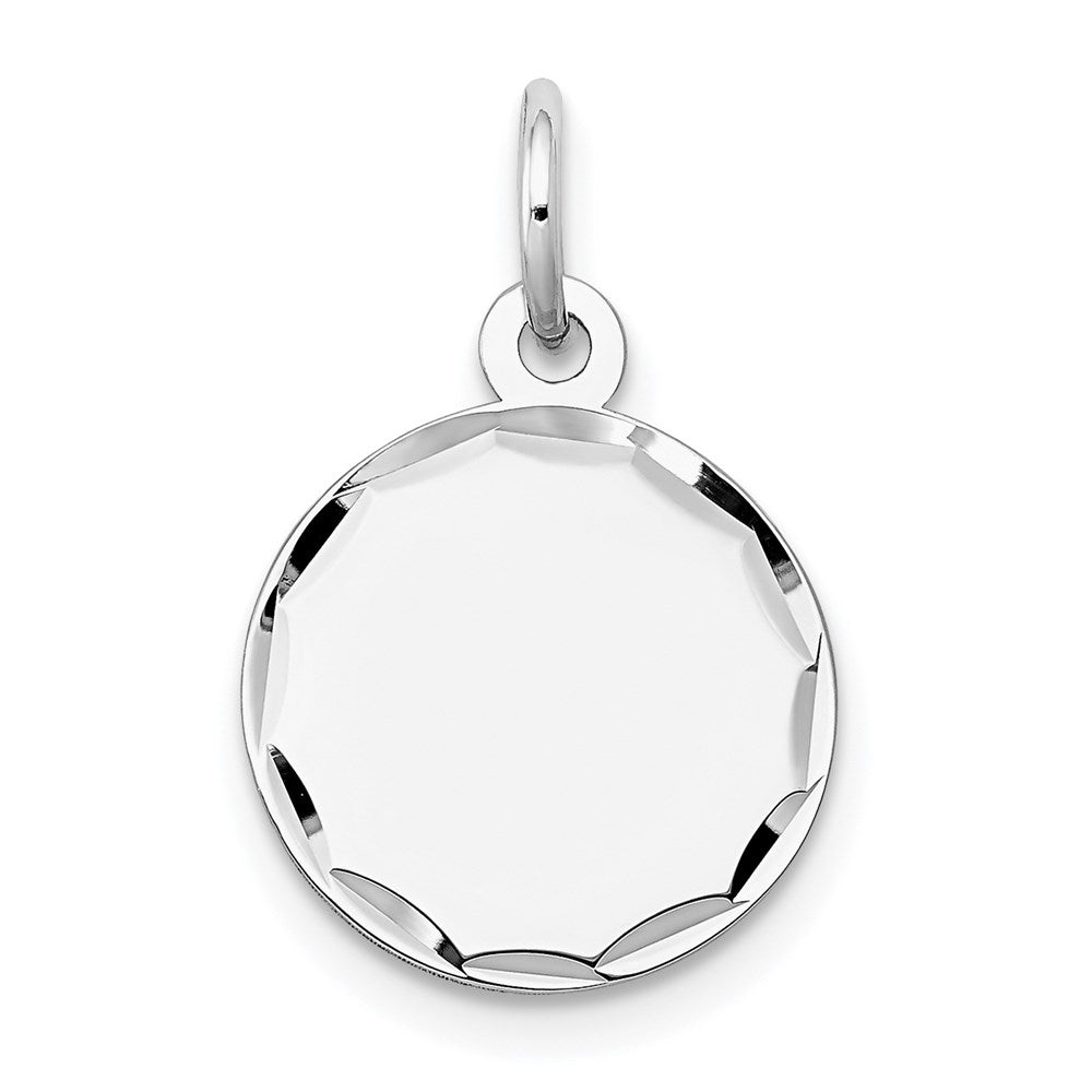 14k White Gold Etched .018 Gauge Engraveable Round Disc Charm