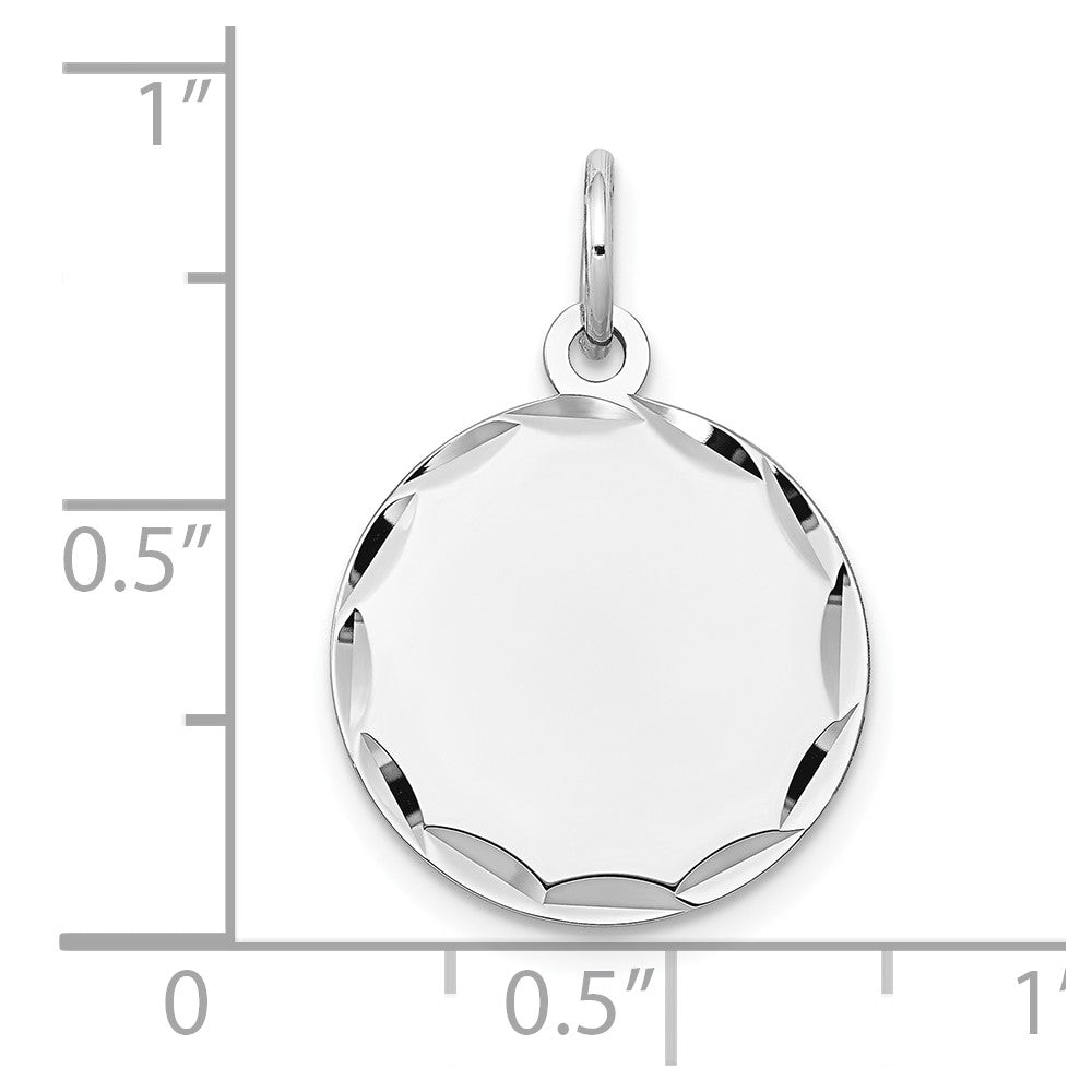 14k White Gold Etched .011 Gauge Engraveable Round Disc Charm
