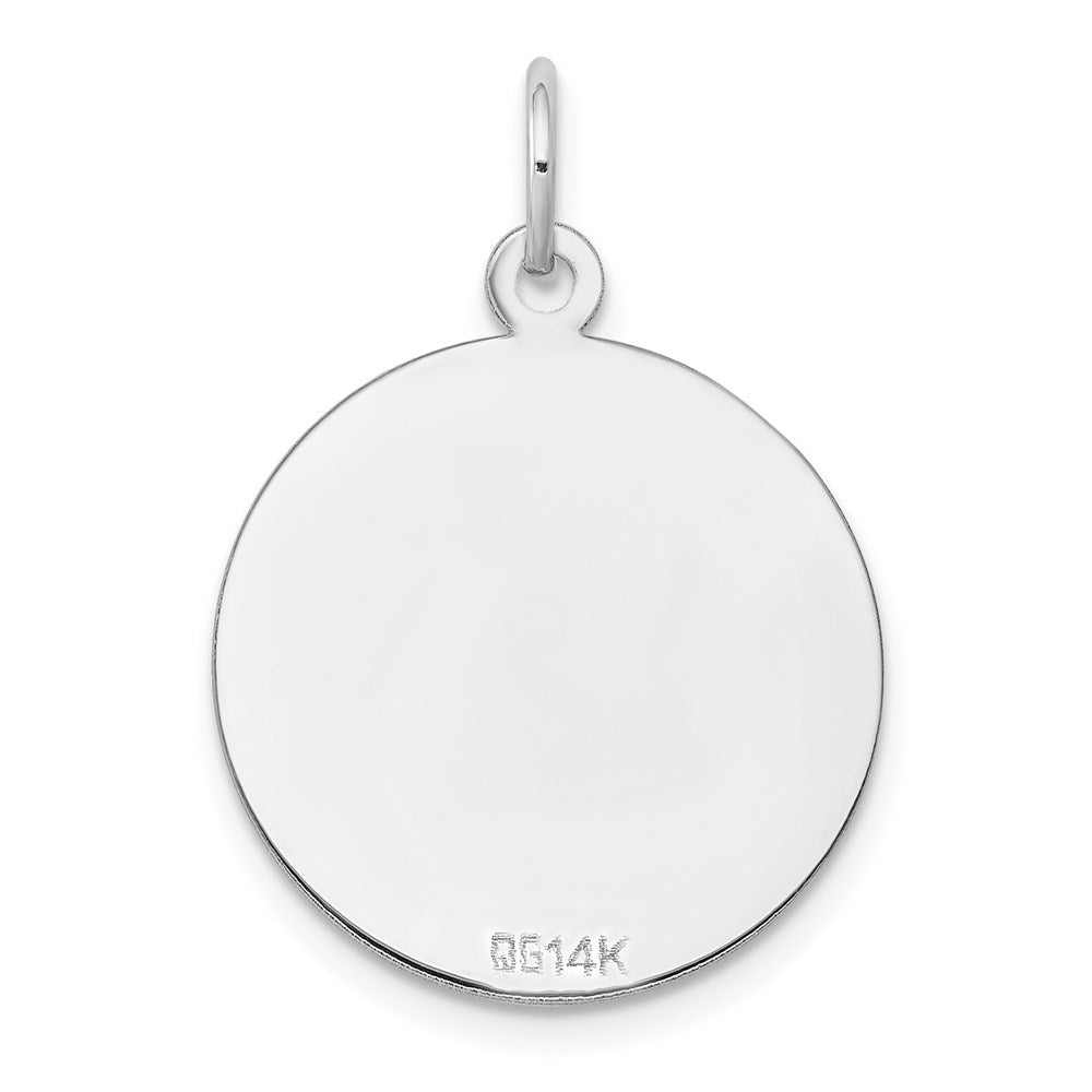 14k White Gold Etched .035 Gauge Engraveable Round Disc Charm