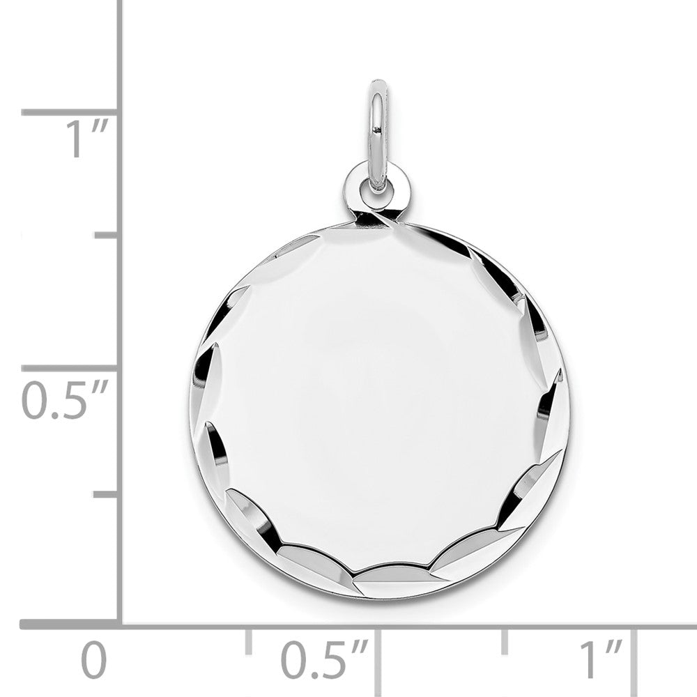 14k White Gold Etched .035 Gauge Engraveable Round Disc Charm