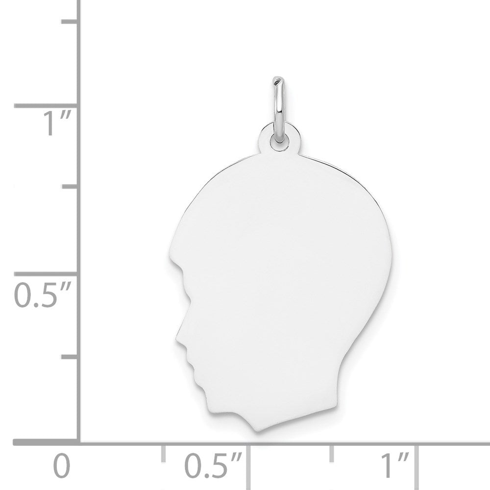 14k White Plain Medium.013 Depth Facing Left Engravable Boy Charm