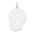 14k White Plain Medium.009 Depth Facing Left Engravable Boy Charm