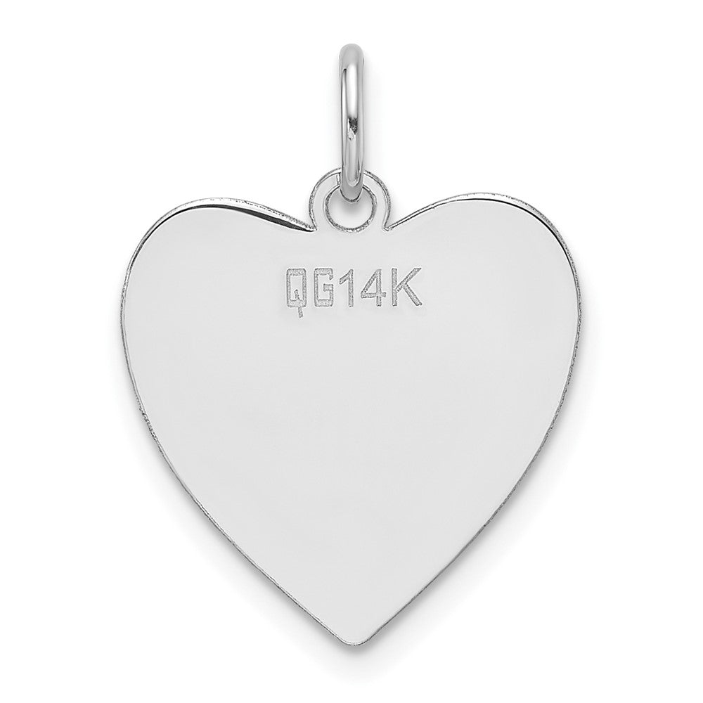 14k White Gold Plain .013 Gauge Engravable Heart Charm