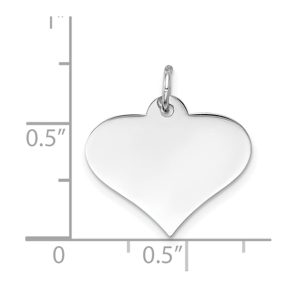 14k White Gold Plain .011 Gauge Engraveable Heart Disc Charm
