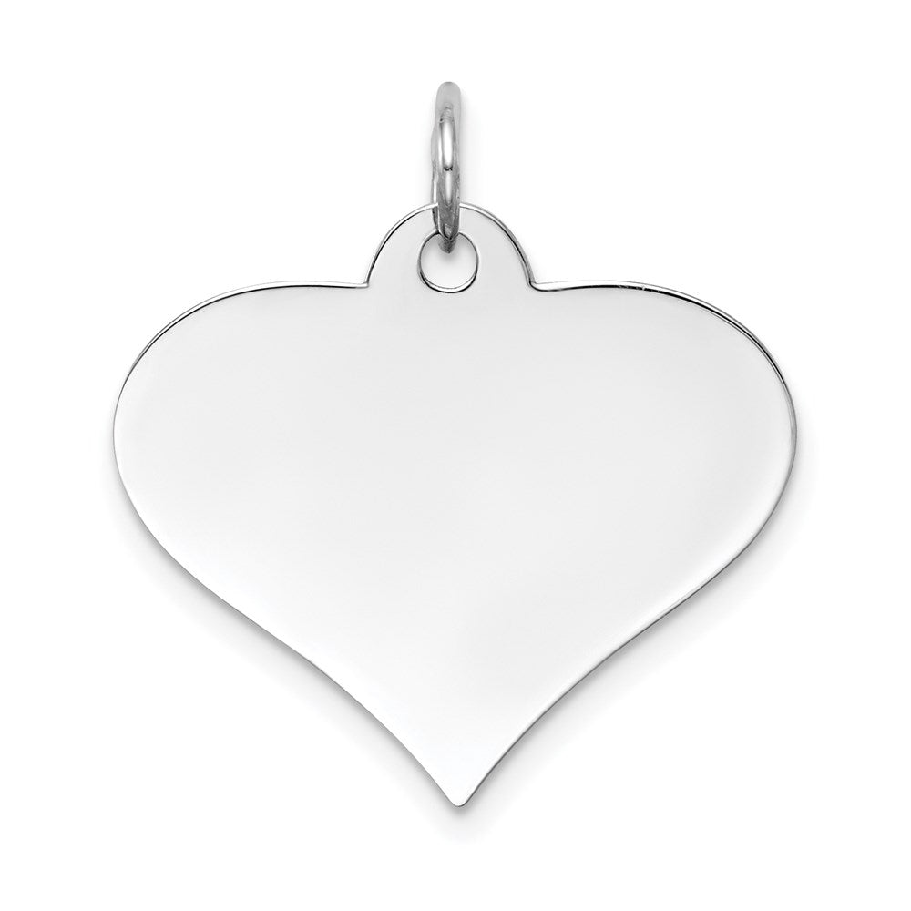 14k White Gold Plain .027 Gauge Engraveable Heart Disc Charm