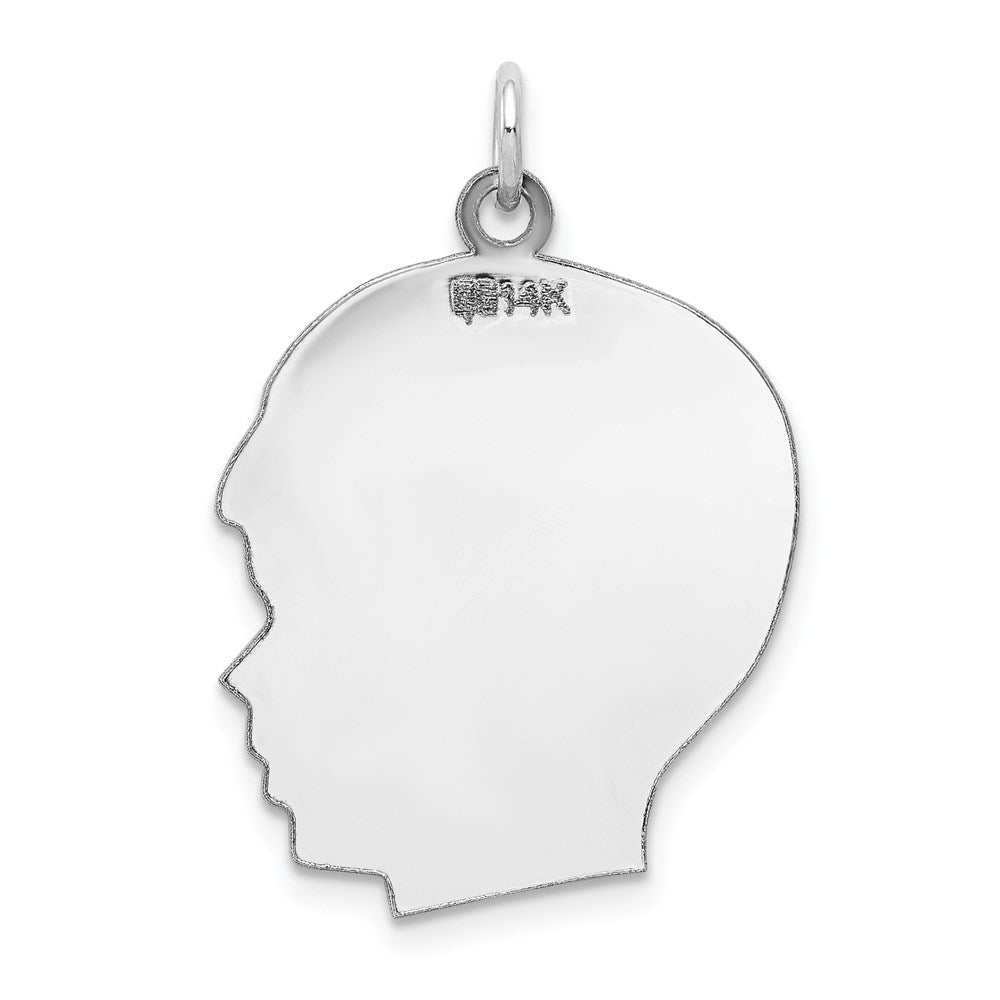 14k White Plain Large.011 Depth Facing Right Engravable Boy Charm