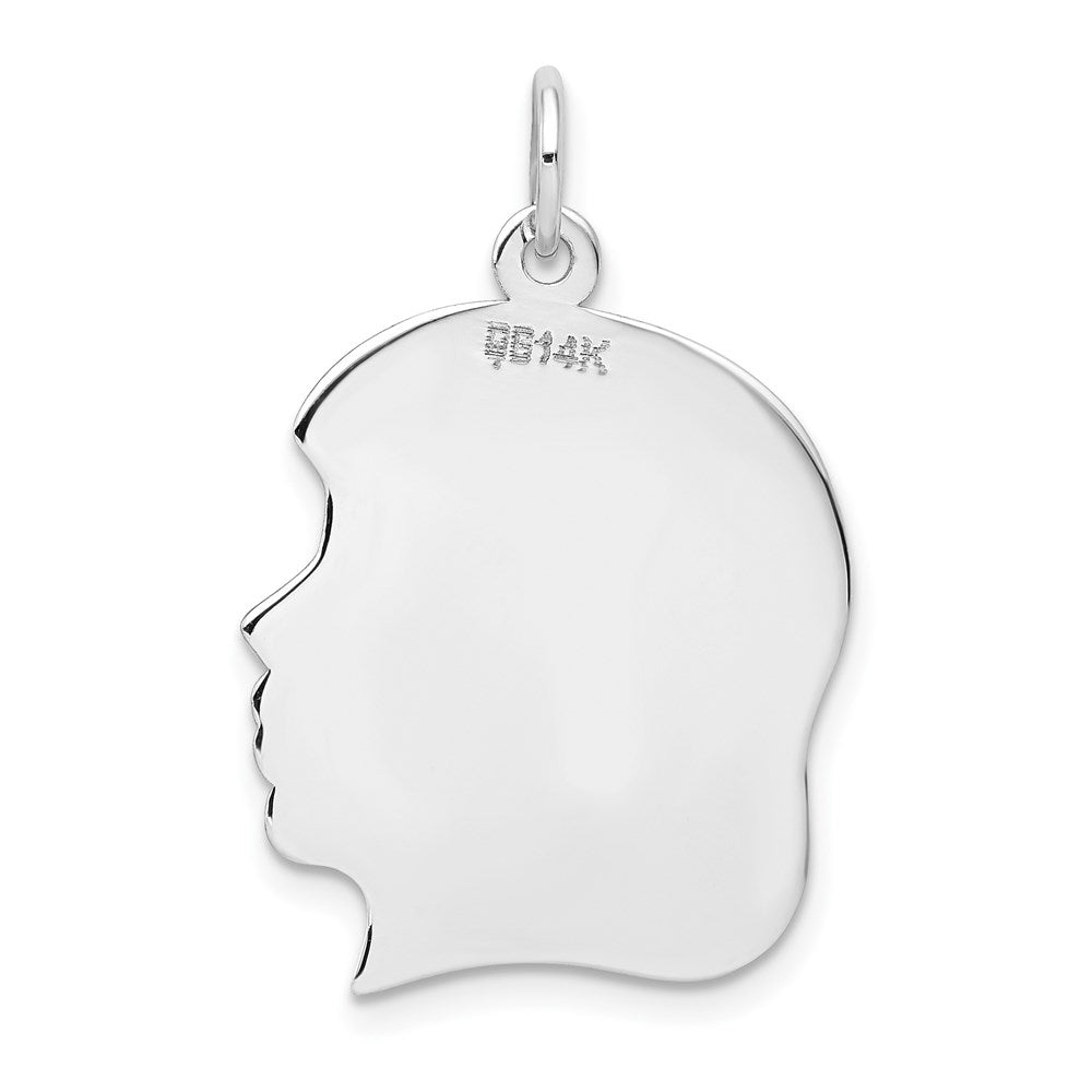 14k White Plain Large.018 Depth Facing Right Engravable Girl Charm