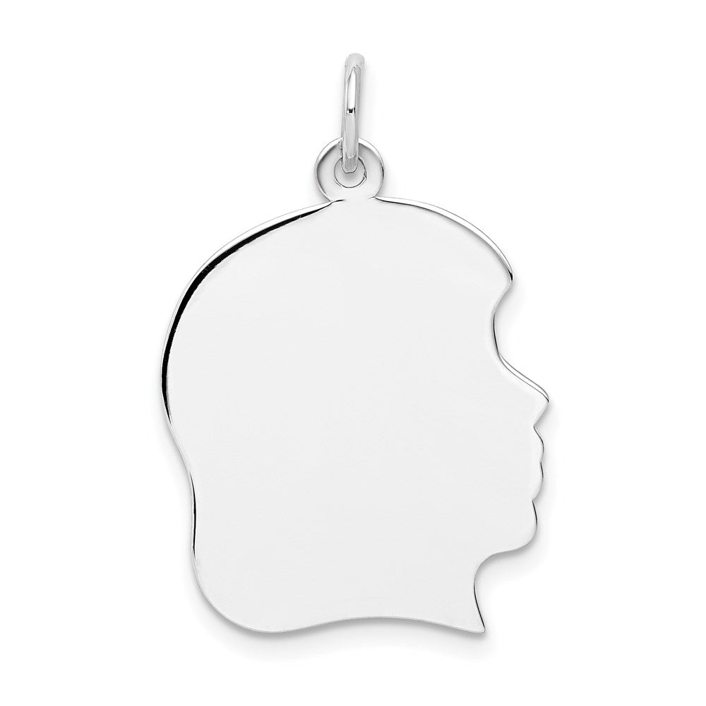 14k White Plain Large.018 Depth Facing Right Engravable Girl Charm