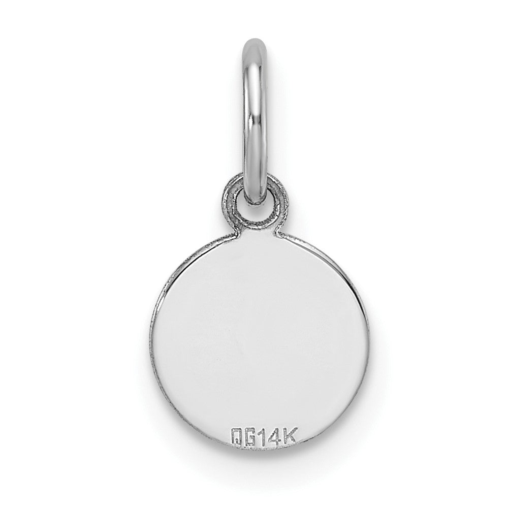 14k White Gold Plain .013 Gauge Round Engravable Disc Charm