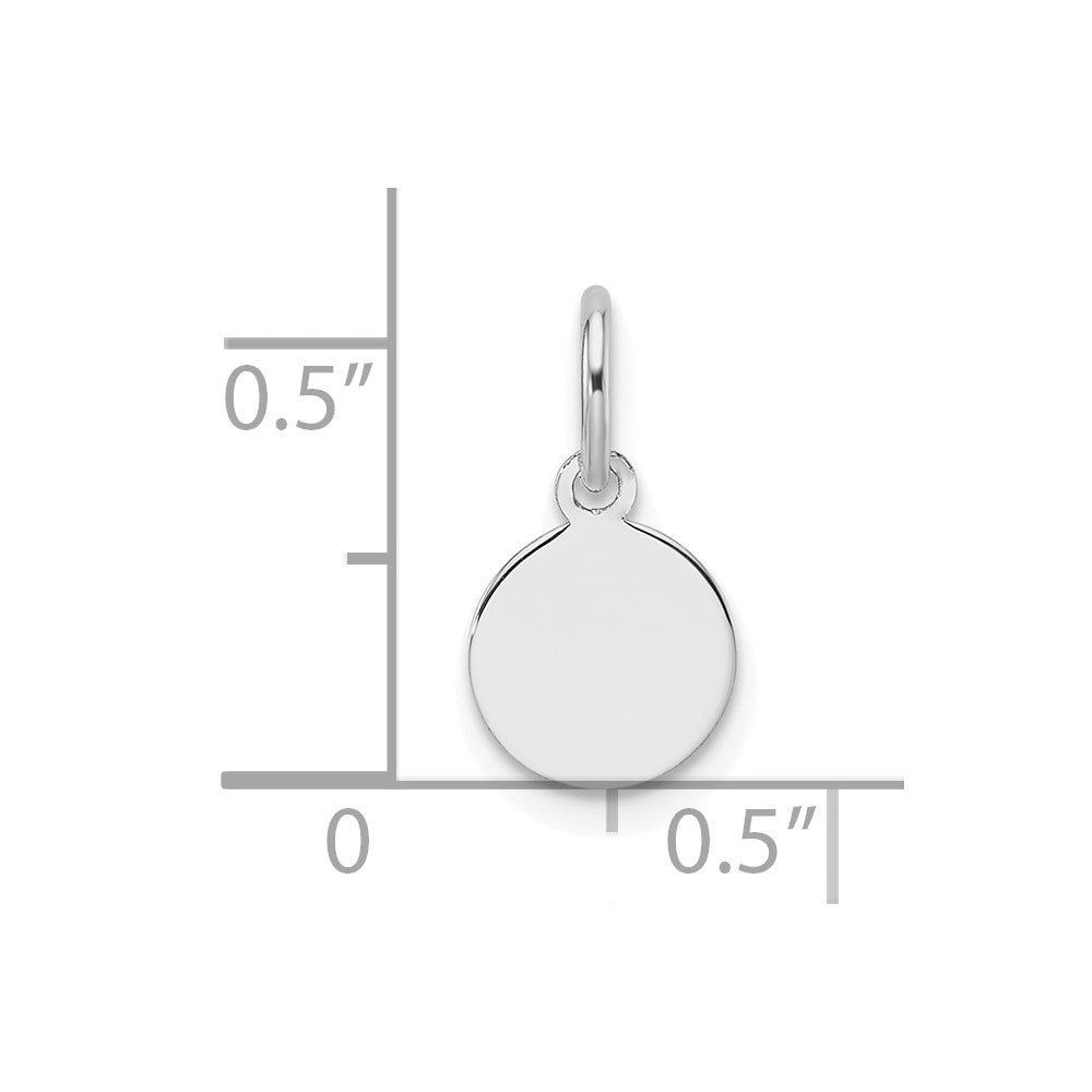 14k White Gold Plain .011 Gauge Round Engravable Disc Charm