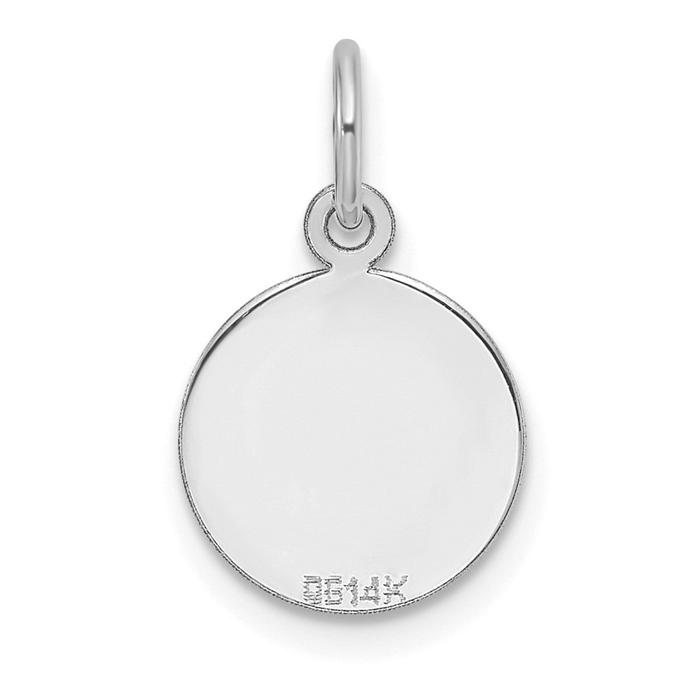 14k White Gold Plain .013 Gauge Round Engravable Disc Charm