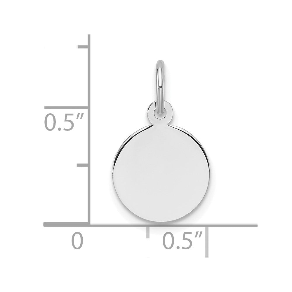 14k White Gold Plain .013 Gauge Round Engravable Disc Charm
