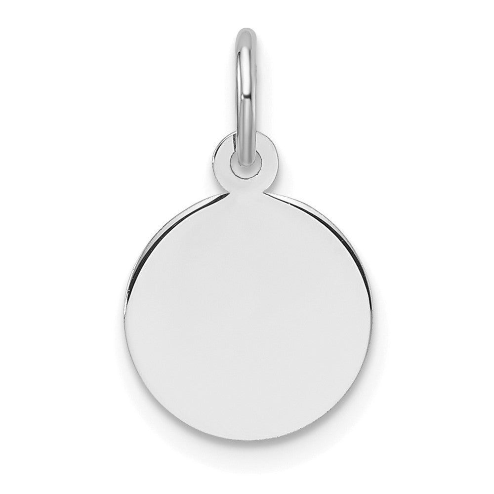14k White Gold Plain .018 Gauge Round Engravable Disc Charm