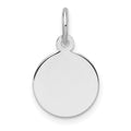 14k White Gold Plain .027 Gauge Round Engravable Disc Charm