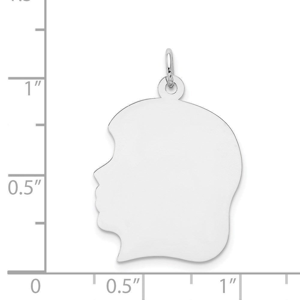 14k White Plain Large.013 Depth Facing Left Engravable Girl Charm
