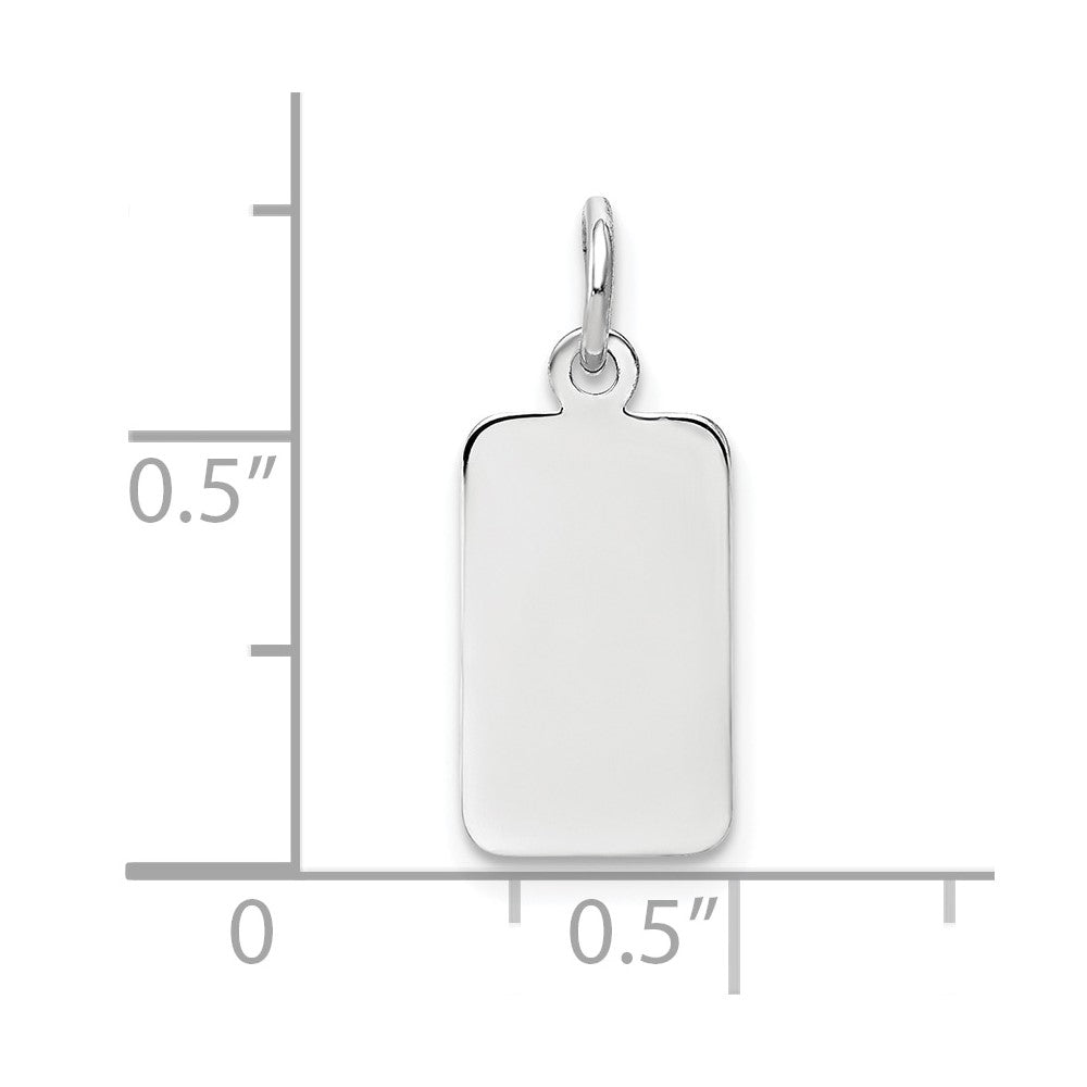 14k White Gold Plain .009 Gauge Rectangular Engravable Charm