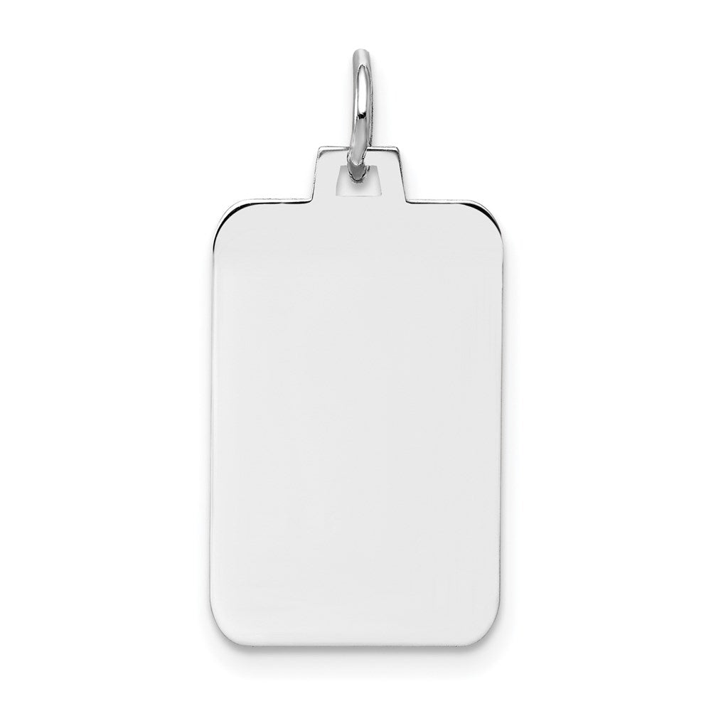 14k White Gold Plain .027 Gauge Rectangular Engravable Charm
