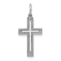 14k White Gold Solid Laser Etched Cross Pendant