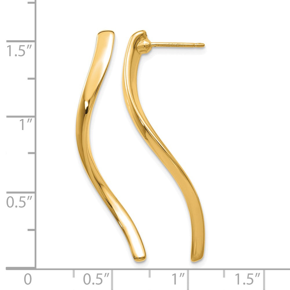 14k Long Curled Post Earrings