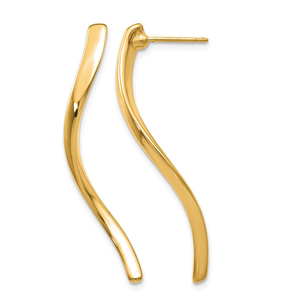 14k Long Curled Post Earrings