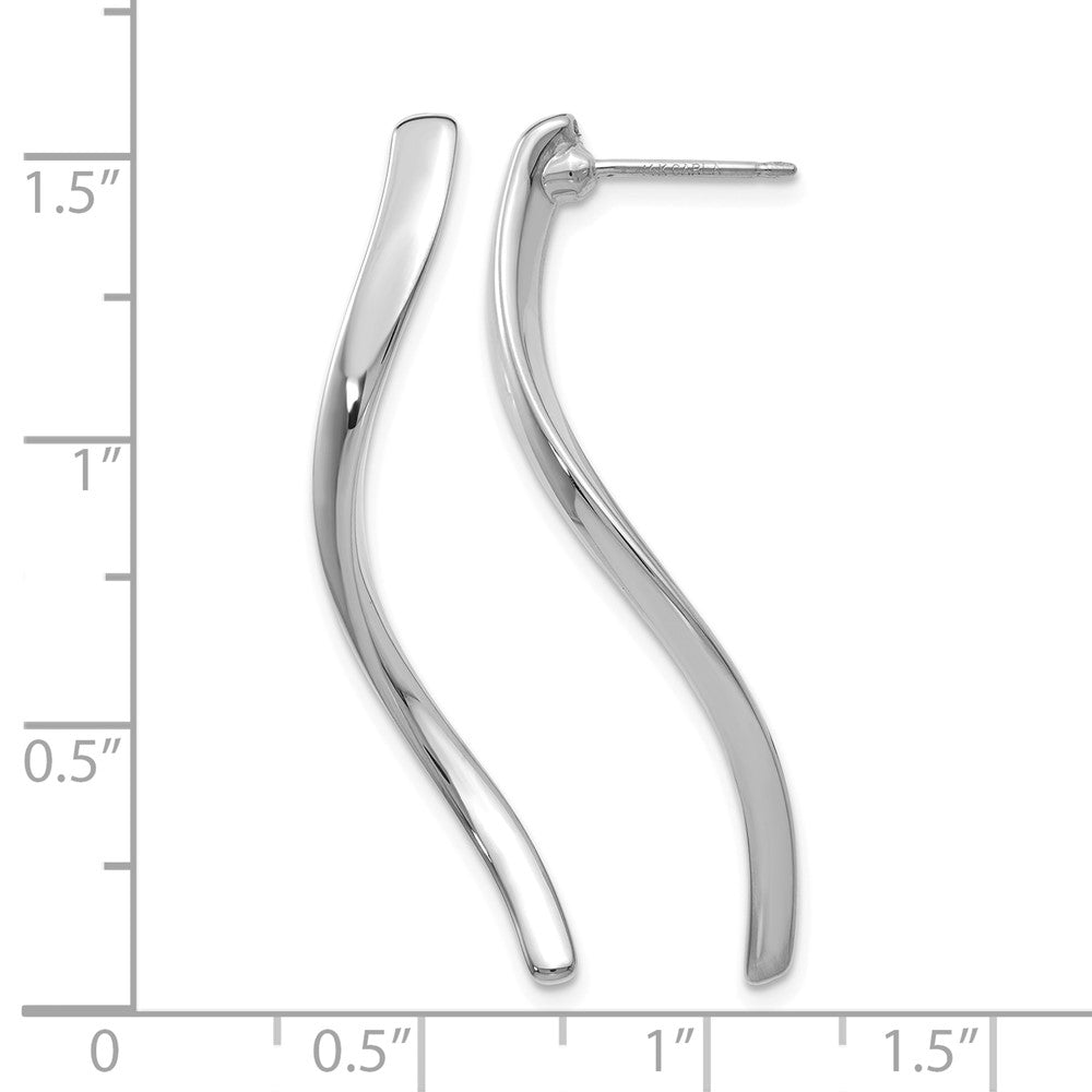 14k White Gold Long Curled Post Earrings