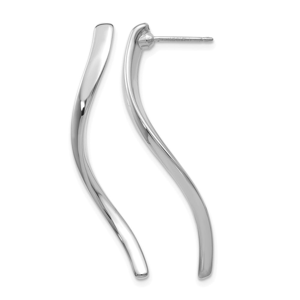 14k White Gold Long Curled Post Earrings