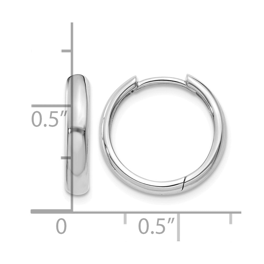 14k White Gold Round Hinged Hoop Earrings