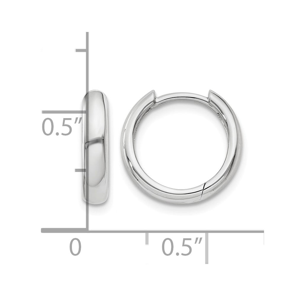14k White Gold Round Hinged Hoop Earrings