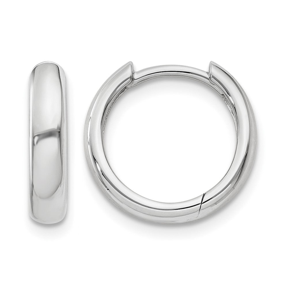 14k White Gold Round Hinged Hoop Earrings