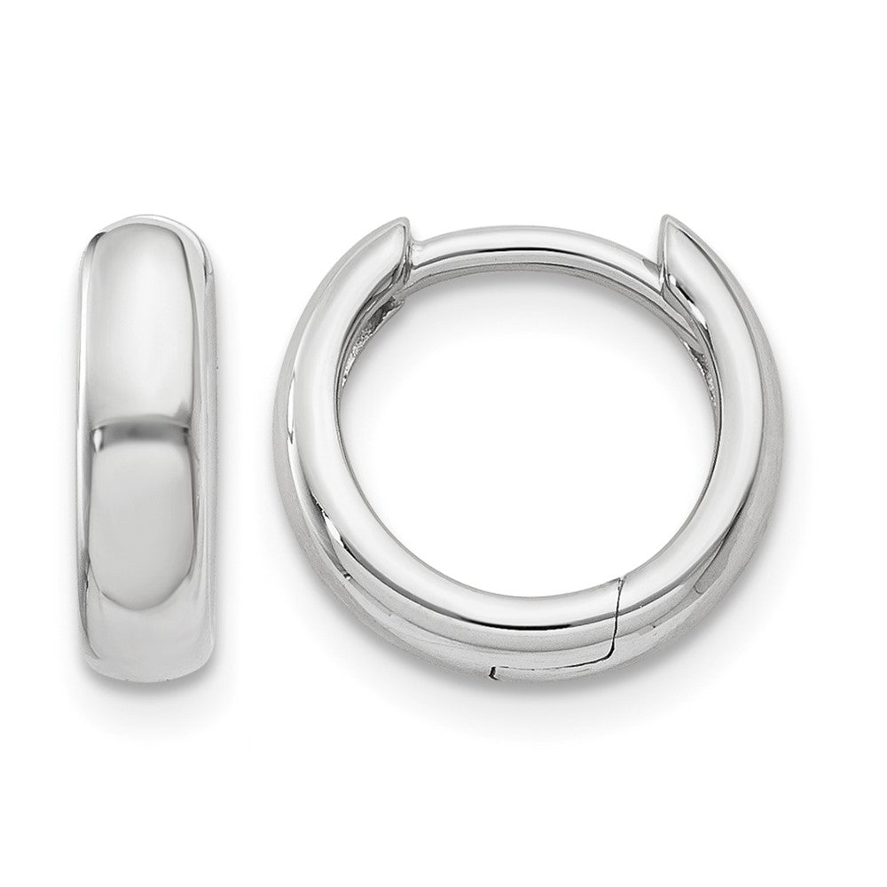 14k White Gold Round Hinged Hoop Earrings