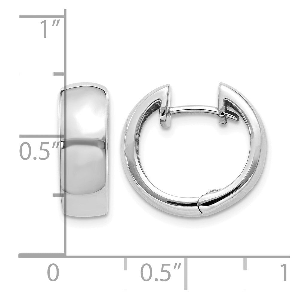 14k White Gold Round Hinged Hoop Earrings