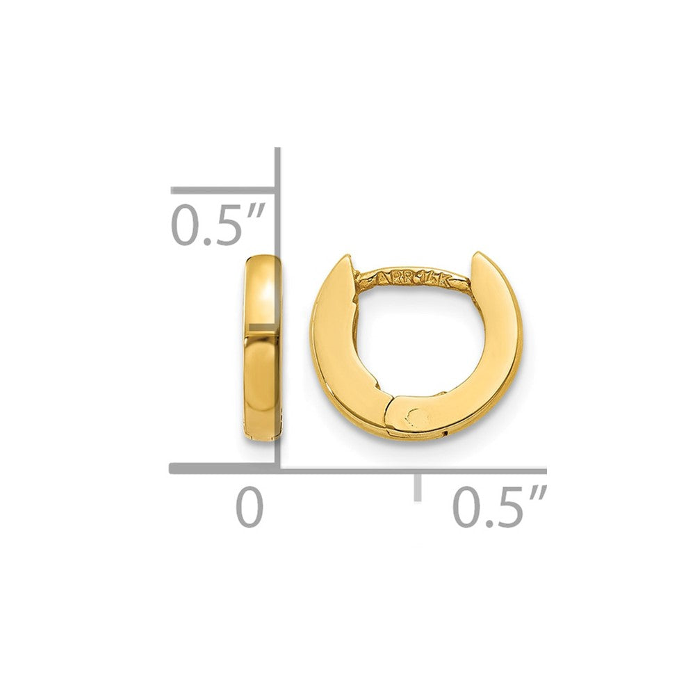 14k Polished Round Hinged Hoop Earrings