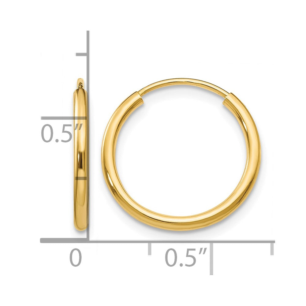 14k 1.5mm Polished Round Endless Hoop Earrings