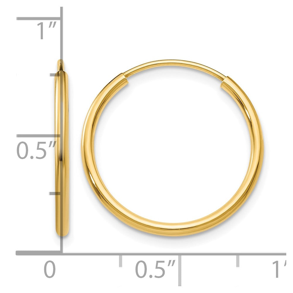 14k 1.5mm Polished Round Endless Hoop Earrings