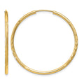 14k 1.5mm Satin Diamond-cut Endless Hoop Earrings