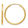 14k 1.5mm Satin Diamond-cut Endless Hoop Earrings