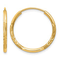 14k 1.5mm Satin Diamond-cut Endless Hoop Earrings