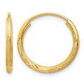 14k 1.5mm Satin Diamond-cut Endless Hoop Earrings