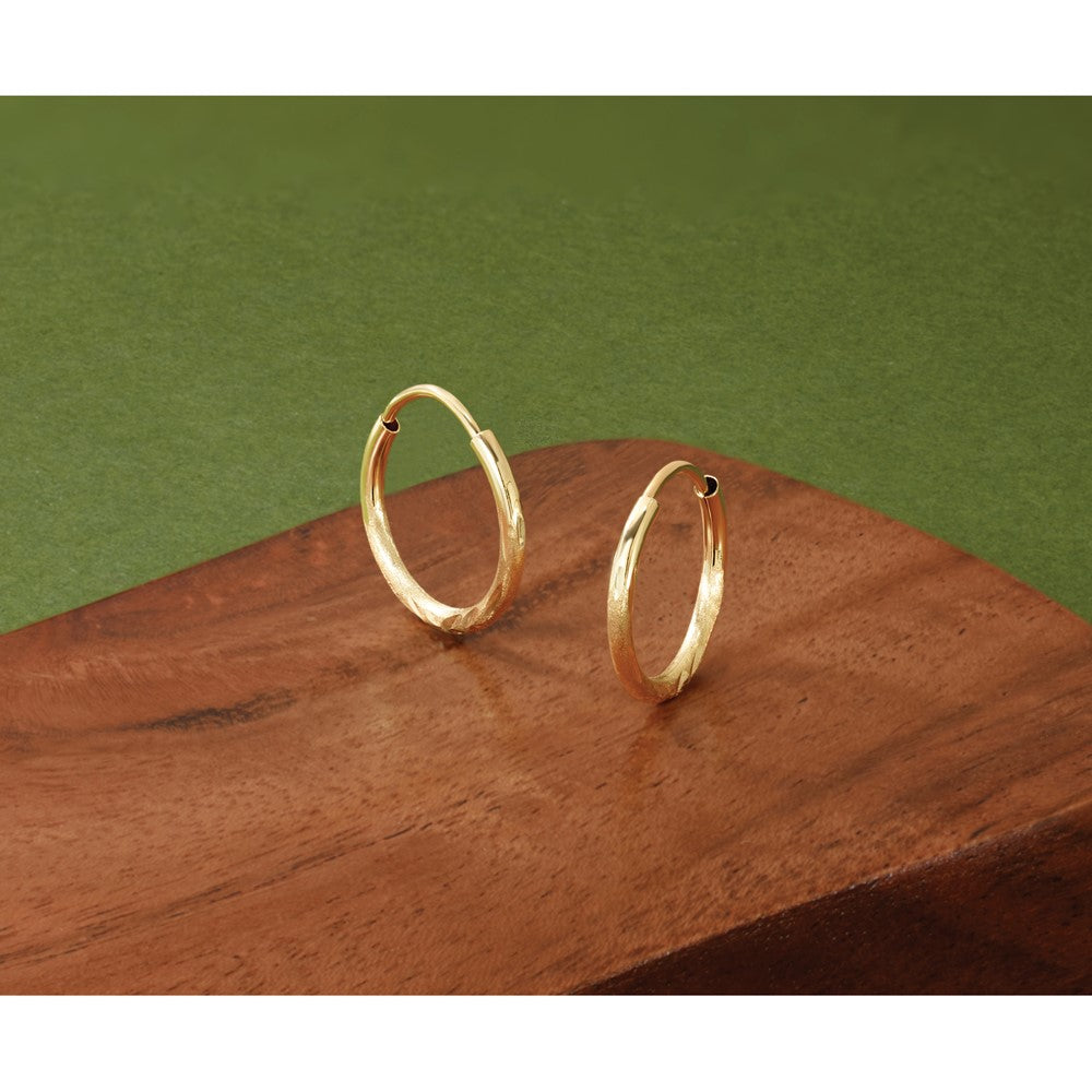 14k 1.5mm Satin Diamond-cut Endless Hoop Earrings