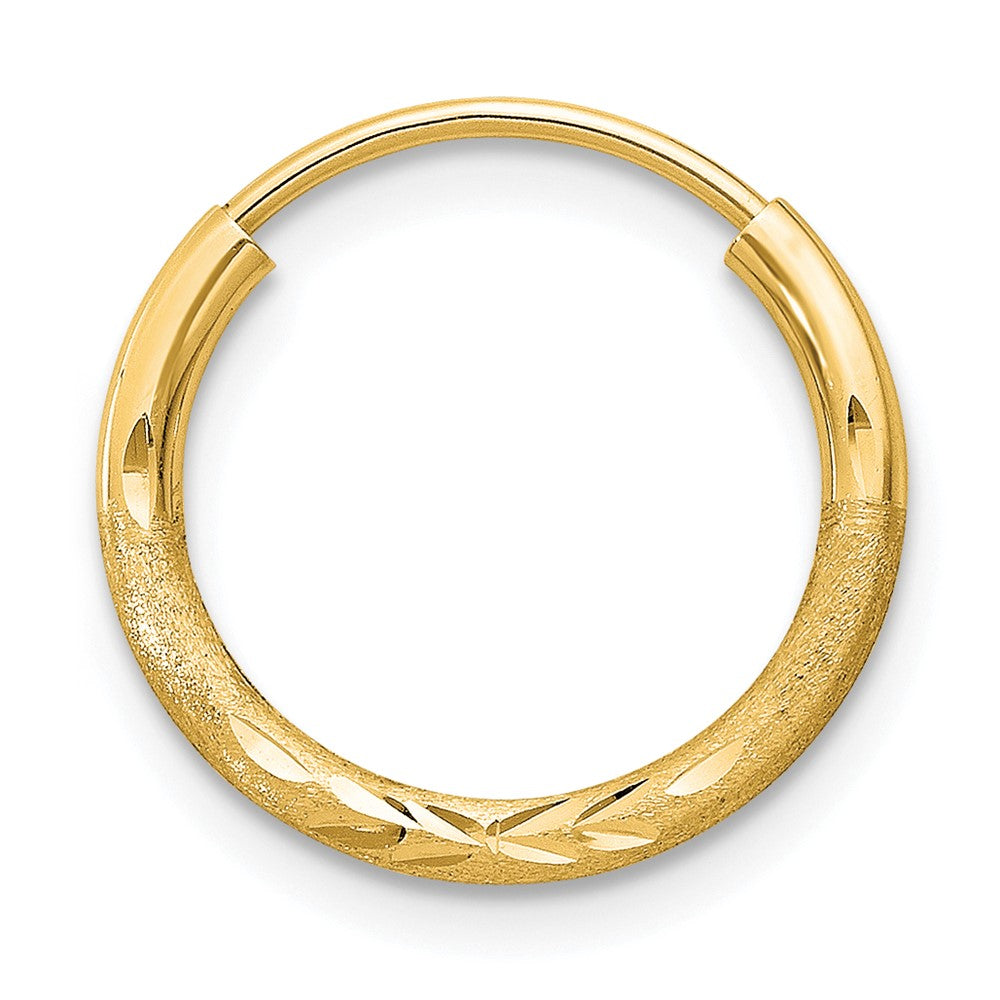 Single 14k 1.5mm Satin Diamond-cut Endless Hoop Earring