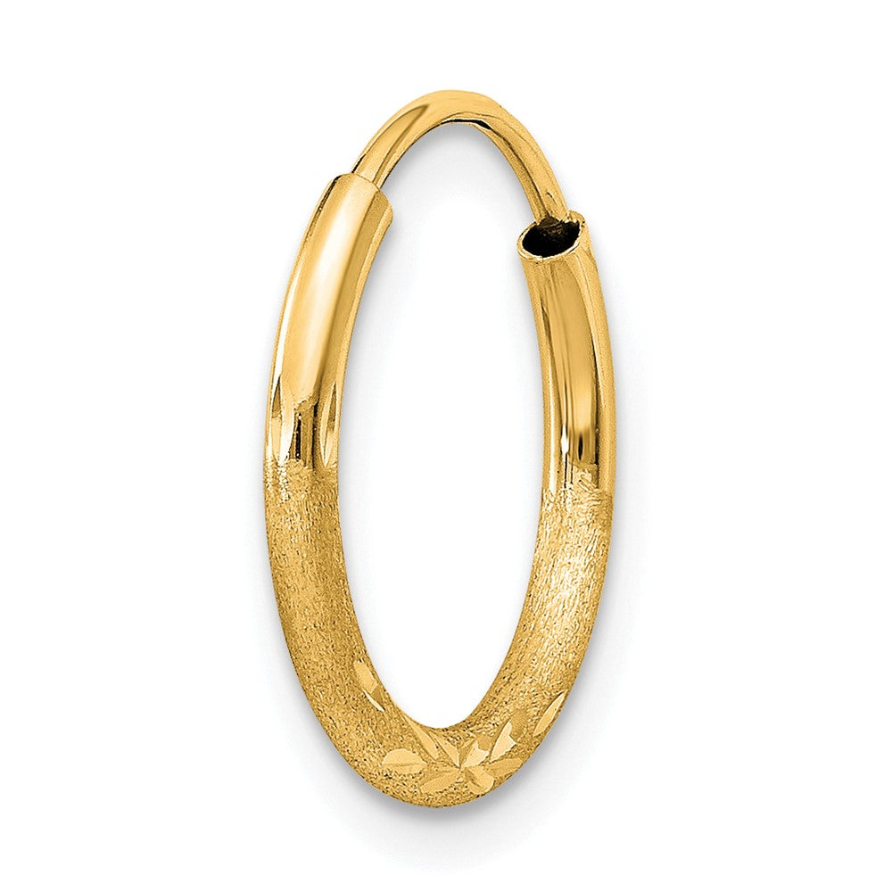 Single 14k 1.5mm Satin Diamond-cut Endless Hoop Earring