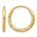 14k 1.5mm Satin Diamond-cut Endless Hoop Earrings