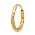 Single 14k 2mm Satin Diamond-cut Endless Hoop Earring