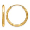 14k 2mm Satin Diamond-cut Endless Hoop Earrings