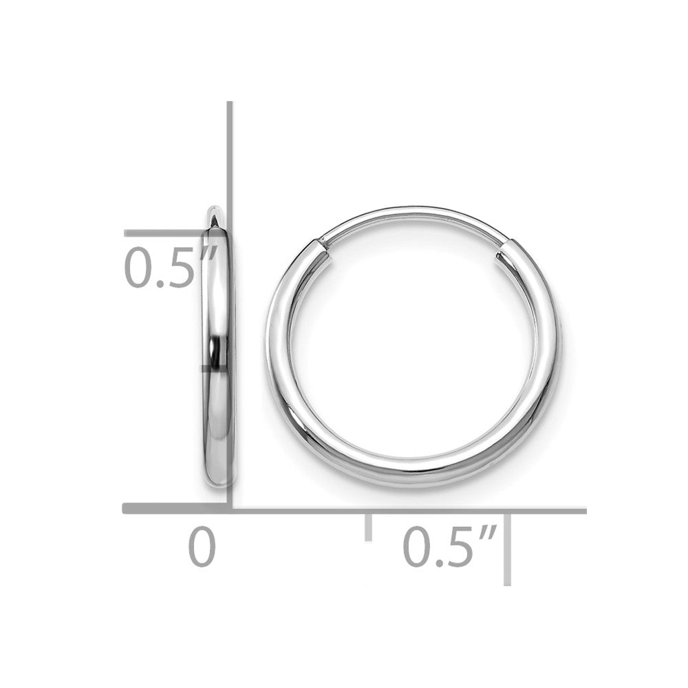 14k White Gold 1.5mm Polished Endless Hoop Earrings