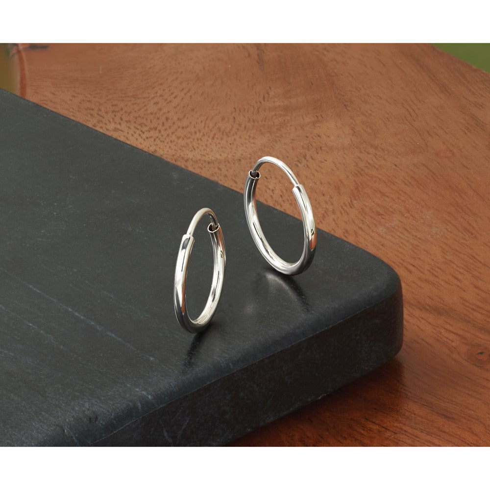 14k White Gold 1.5mm Polished Endless Hoop Earrings