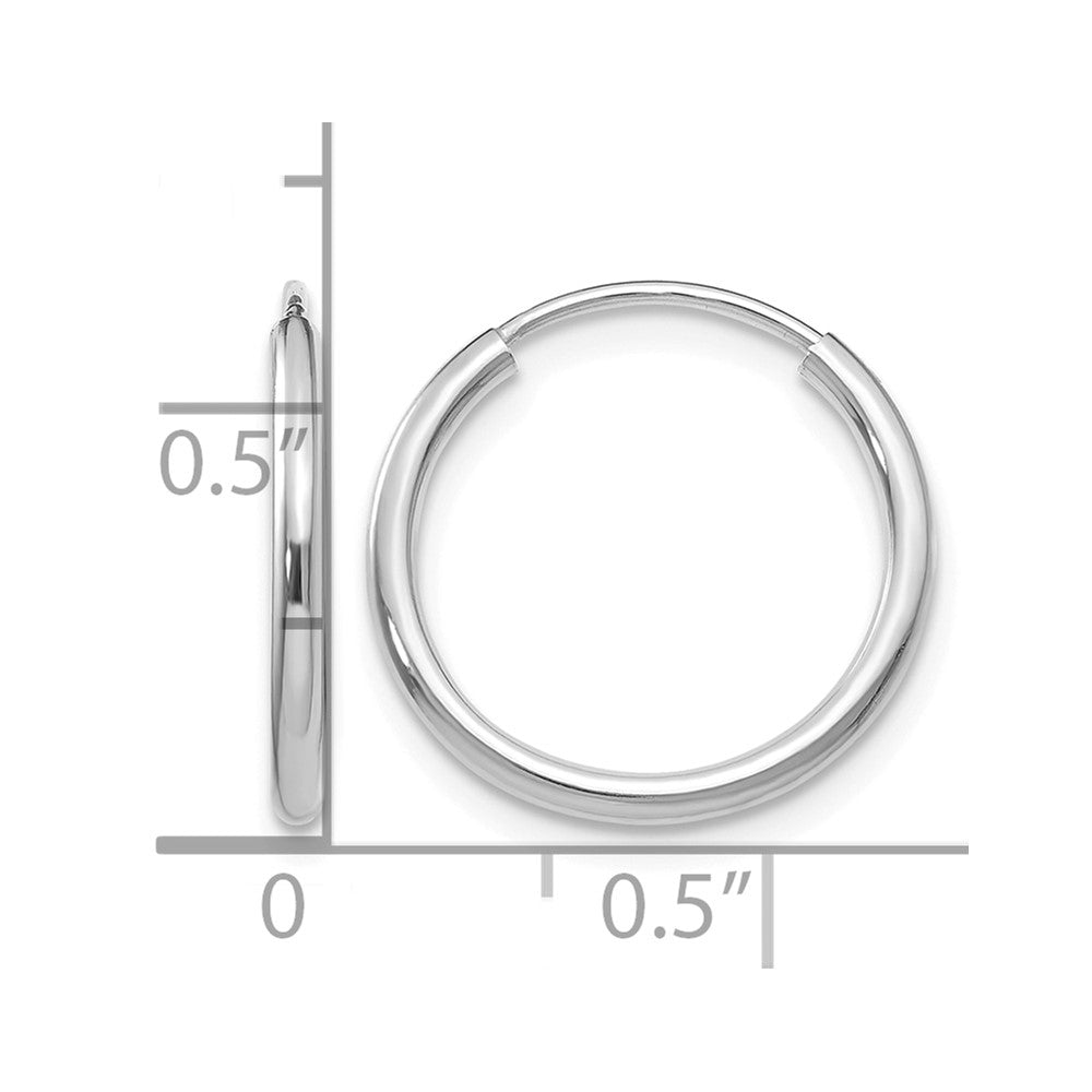 14k White Gold 1.5mm Polished Endless Hoop Earrings