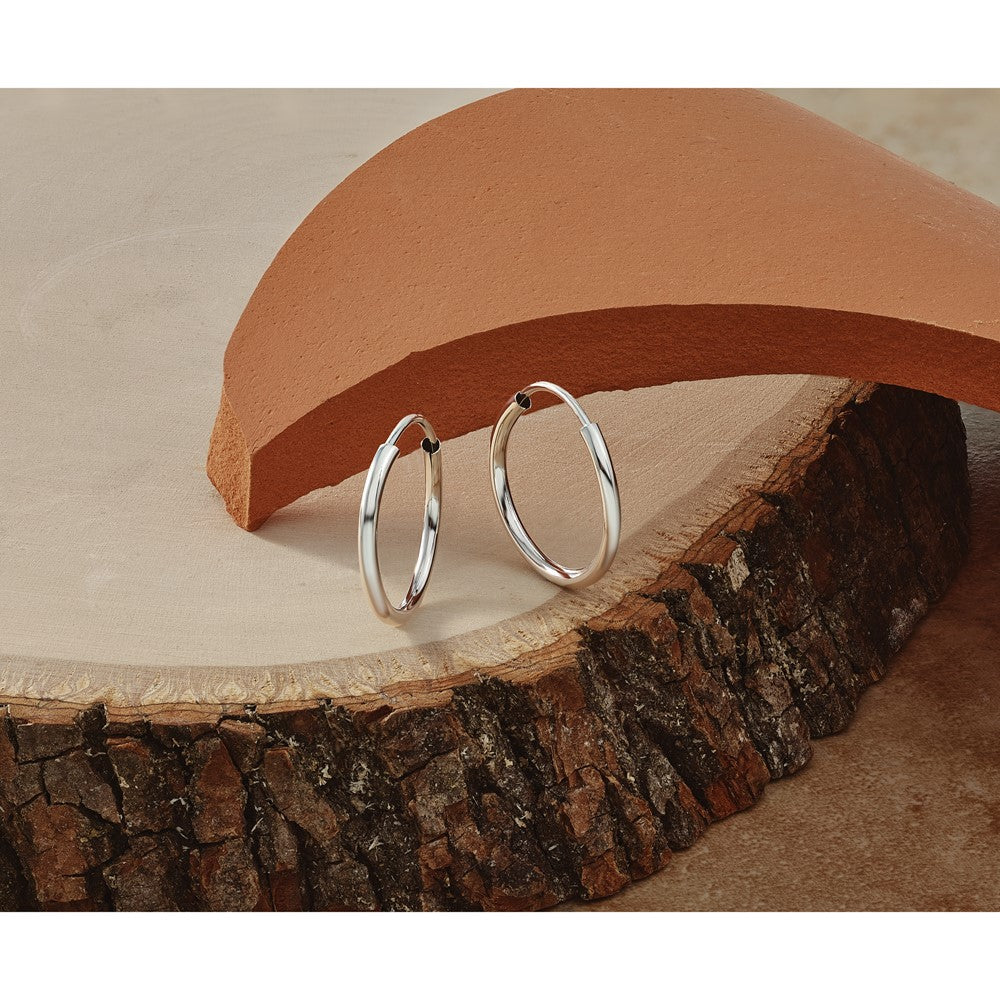 14k White Gold 1.5mm Polished Endless Hoop Earrings